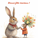 Lapin tendre avec fleurs pour maman